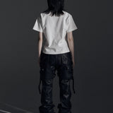 【ROSEN KREUZ】SIDE BELT DOCKING FLARE PANTS (Coating)