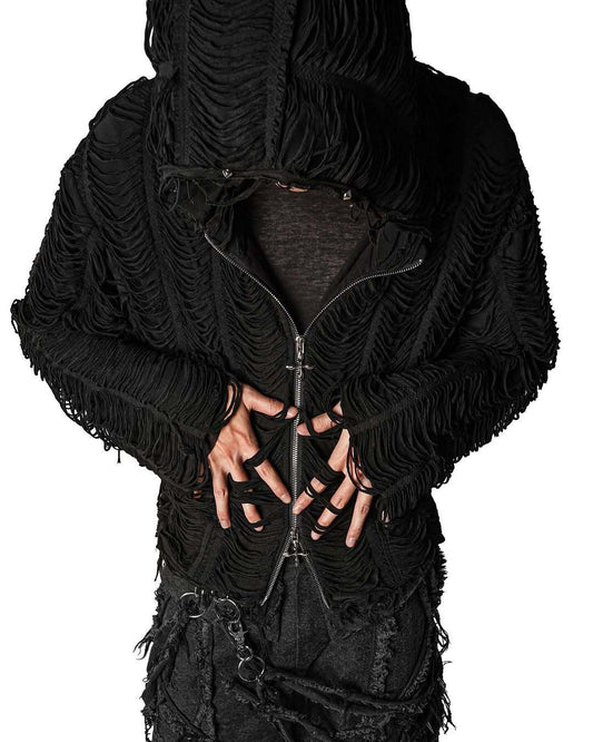【HARDBOILED】SS24ver.2/MAINDISH"Fluid Black" Short Hooded Jacket