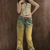 WASHED SIDE BUDS FLARE JEANS