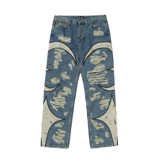 【THUG CLUB】TC Leather Washing Denim Pants (War Ver.) BLUE