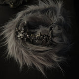 DARK FUR METAL LEATHER BELT-GRAY