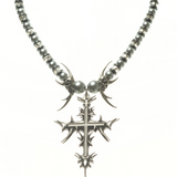 "Black Painting II " Dark Cross Pearl Clavicle Necklace