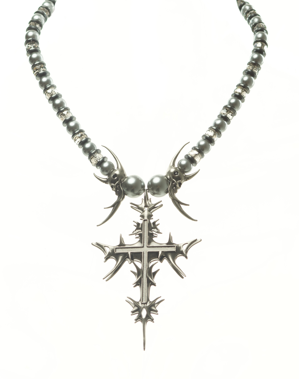 【IIIMIII】Black Painting II Dark Cross Pearl Clavicle Necklace