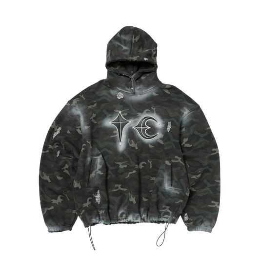 【THUG CLUB】 Sprayed Camoflage Rock Hoodie
