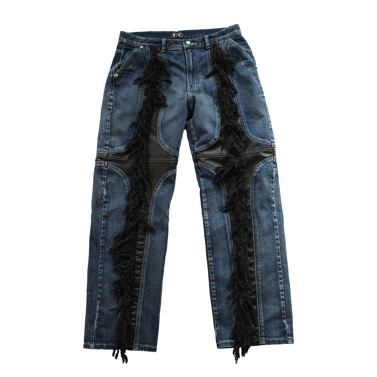 【THUG CLUB】Mohican Leather Denim Pants