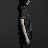 BOXY FIT LAYERED DAMAGE  TEE (Dirty gray)