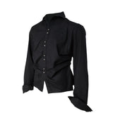 BACK CROSS CROPPED SHIRT BLACK