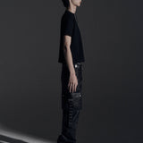 【ROSEN KREUZ】SIDE BELT DOCKING FLARE PANTS (Coating)