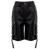 DOUBLE WAIST LEATHER SHORT PANTS
