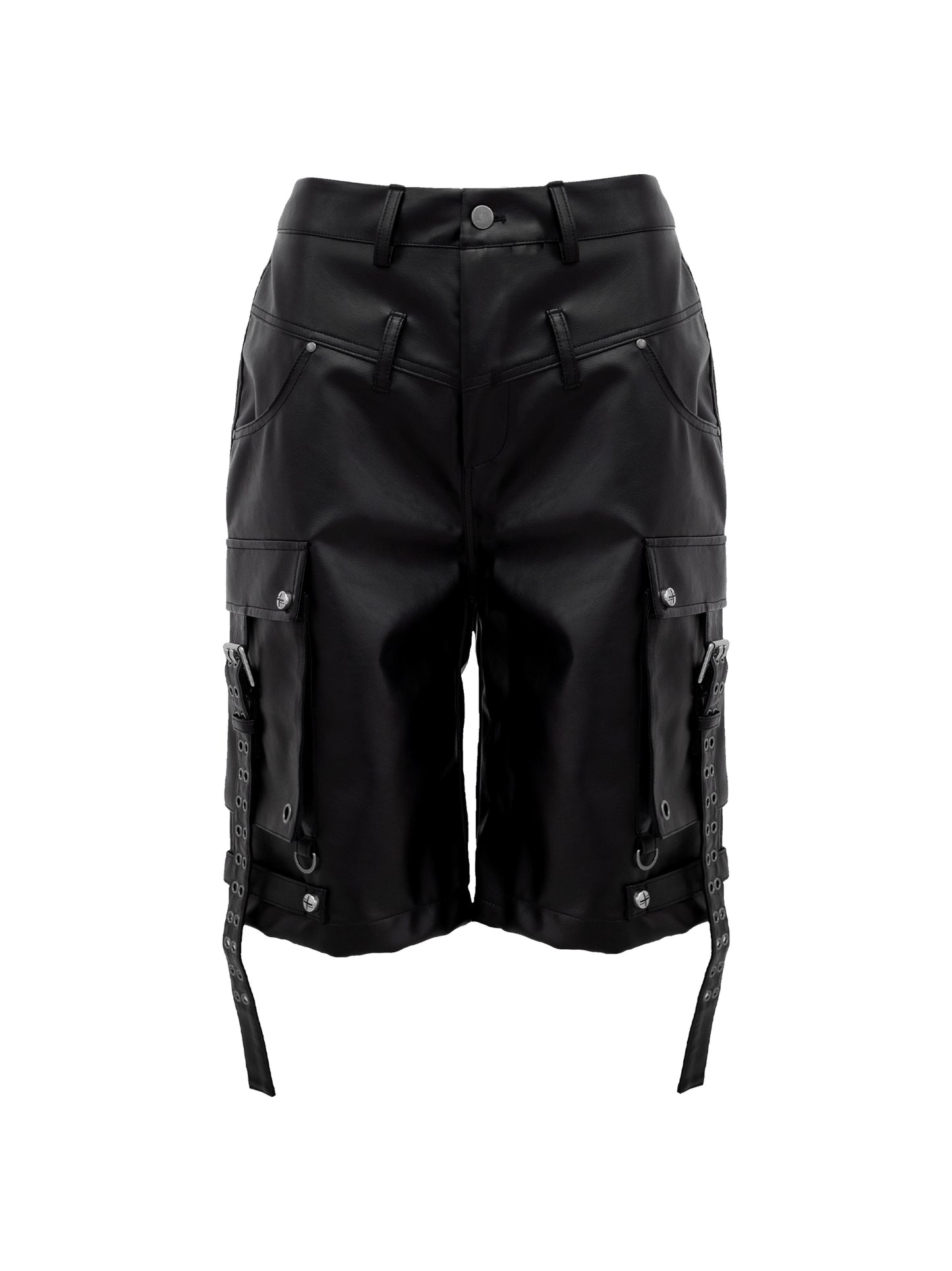 【ROSEN KREUZ】DOUBLE WAIST LEATHER SHORT PANTS