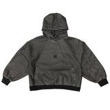 VINTAGE LEATHER SHIRRING HOODIE (WASHED GRAY)
