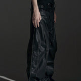 ZIP WIDE BAGGY PANTS (COATING)