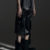 DOUBLE WAIST LEATHER SHORT PANTS