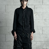 BACK CROSS CROPPED SHIRT BLACK