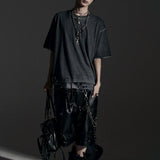 BOXY FIT LAYERED DAMAGE  TEE (Dirty gray)