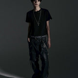 【ROSEN KREUZ】SIDE BELT DOCKING FLARE PANTS (Coating)