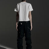 SIDE BELT DOCKING FLARE PANTS (Denim)