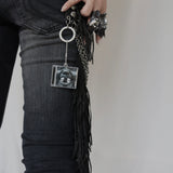 El Topo Black Washed Tassel Flare Jeans