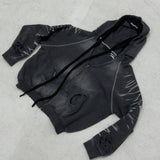 【VEINDALS】DISTRESSED ZIP UP HOODIE