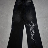 【XIVX】HANDPAINTED "Cyberpsychosis“ FLARED DENIM