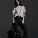 【ROSEN KREUZ】SIDE BELT DOCKING FLARE PANTS (Coating)