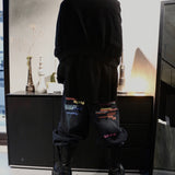 Colorful Letter Slogan Oversized Dark Jeans