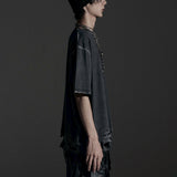 BOXY FIT LAYERED DAMAGE  TEE (Dirty gray)