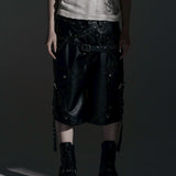 DOUBLE WAIST LEATHER SHORT PANTS