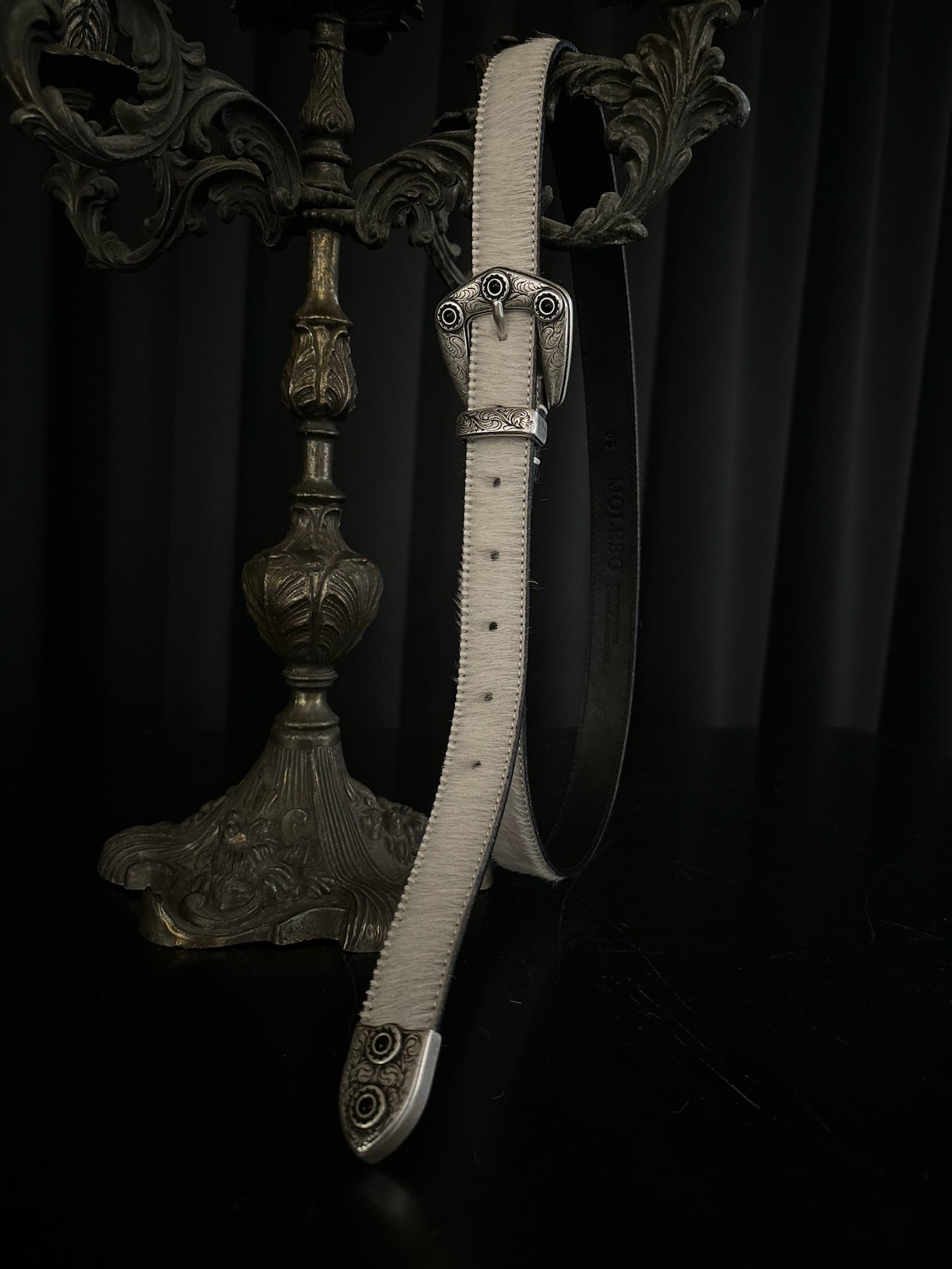 Pure white fur carved belt