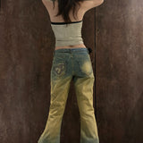 WASHED SIDE BUDS FLARE JEANS