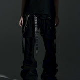 SIDE BELT DOCKING FLARE PANTS (Denim)