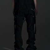SIDE BELT DOCKING FLARE PANTS (Denim)