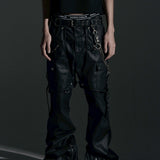 【ROSEN KREUZ】SIDE BELT DOCKING FLARE PANTS (Coating)