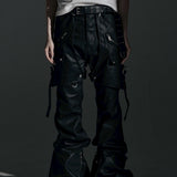 【ROSEN KREUZ】SIDE BELT DOCKING FLARE PANTS (Coating)