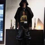 Colorful Letter Slogan Oversized Dark Jeans