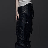 【ROSEN KREUZ】SIDE BELT DOCKING FLARE PANTS (Coating)
