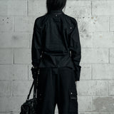 BACK CROSS CROPPED SHIRT BLACK