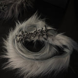 DARK FUR METAL LEATHER BELT-WHITE