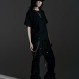 SIDE BELT DOCKING FLARE PANTS (Denim)