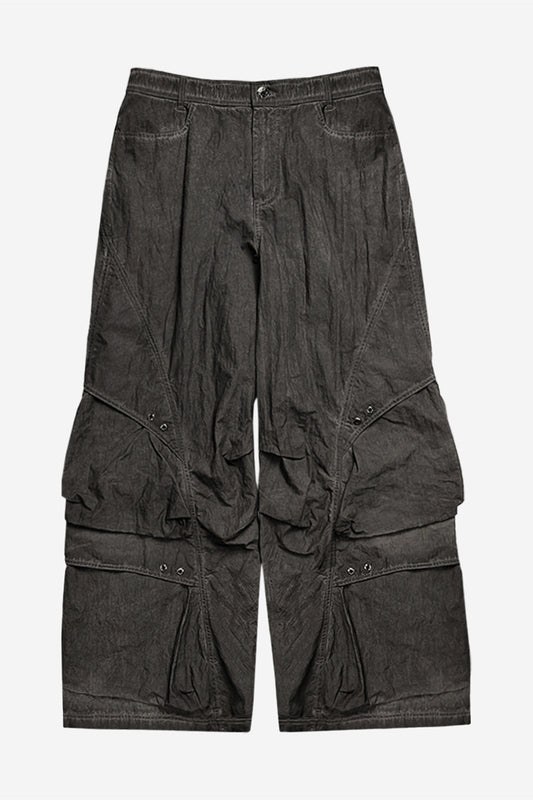【BLR BLUER】Dyed Multi-Pocket Nylon Parachute Pants 