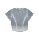 BLEACHED TRIANGLE GRADATION WASHING T-SHIRTS GREY