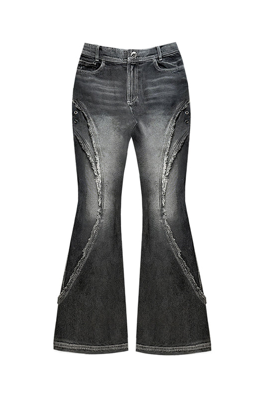 【BLR BLUER】Spiral Line Raw-cut Washing Denim Pants 