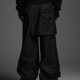 DOCKING SKIRT FLARE WIDE PANTS ( WAXED BLACK )