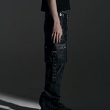 【ROSEN KREUZ】SIDE BELT DOCKING FLARE PANTS (Coating)