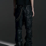 【ROSEN KREUZ】SIDE BELT DOCKING FLARE PANTS (Coating)