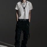 SIDE BELT DOCKING FLARE PANTS (Denim)