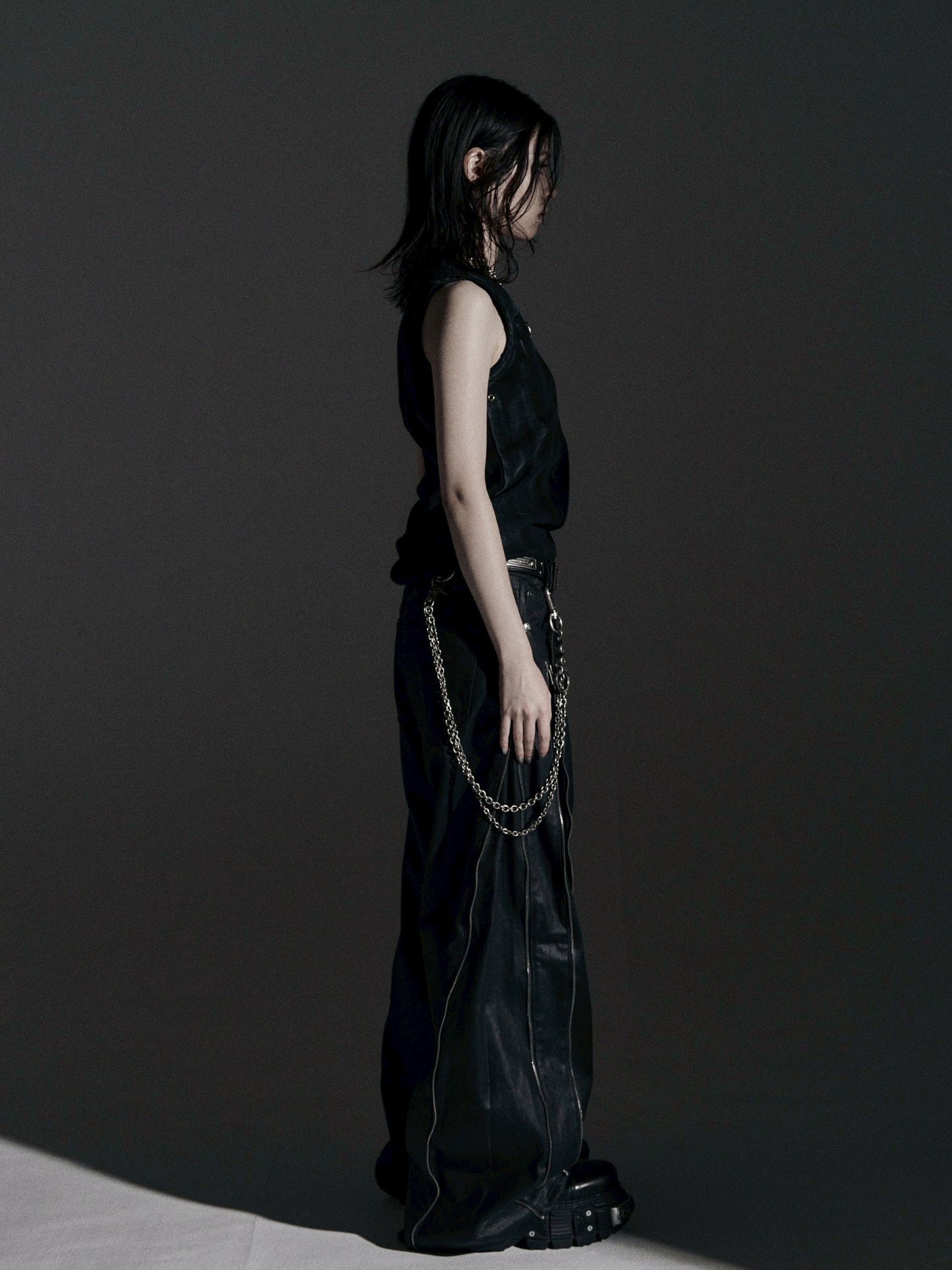 【ROSEN KREUZ】ZIP WIDE BAGGY PANTS (COATING)