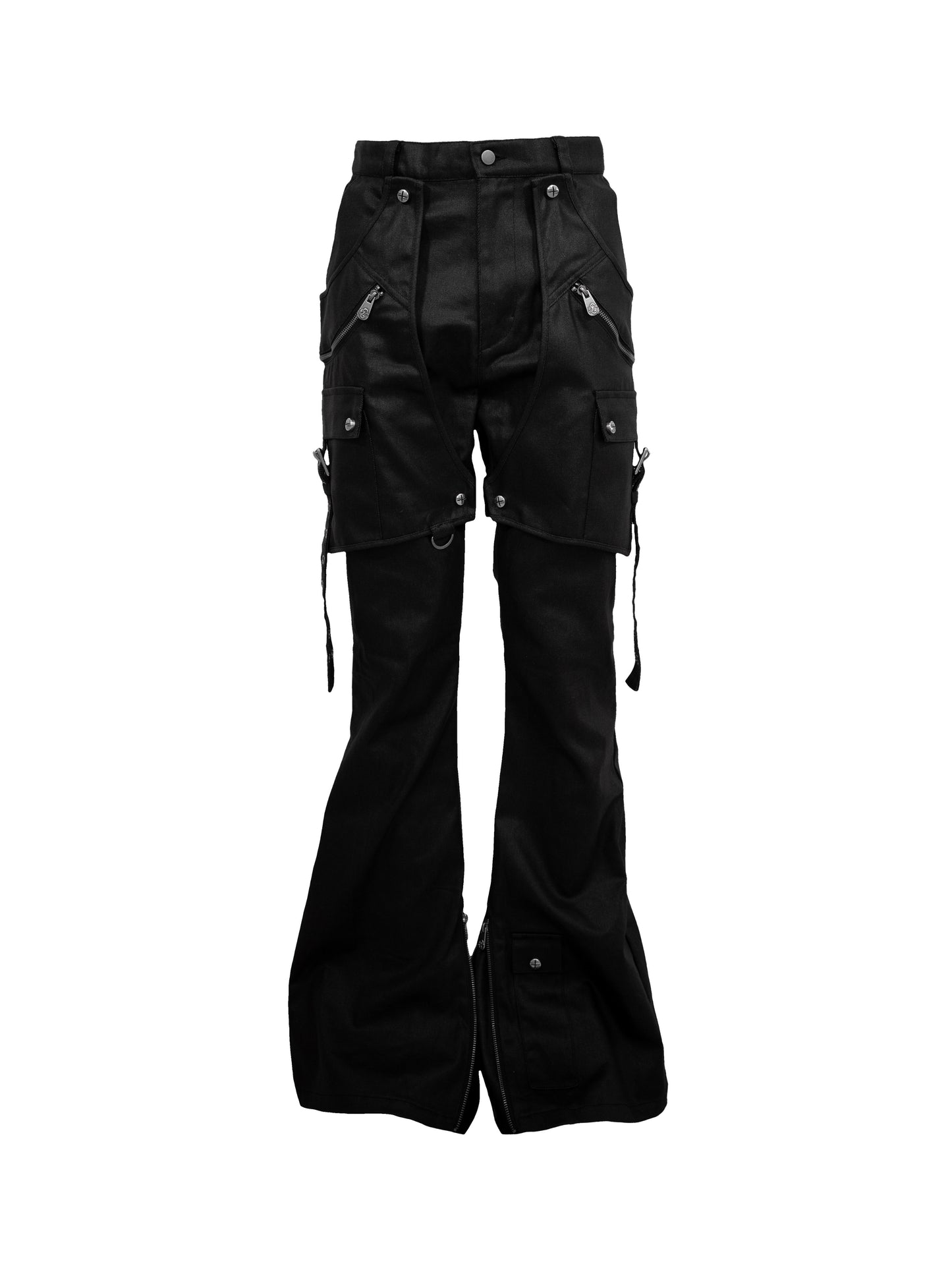 【ROSEN KREUZ】SIDE BELT DOCKING FLARE PANTS (Coating)