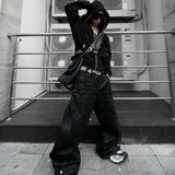 Black Waxed S-Wide Pants