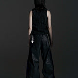 ZIP WIDE BAGGY PANTS (COATING)